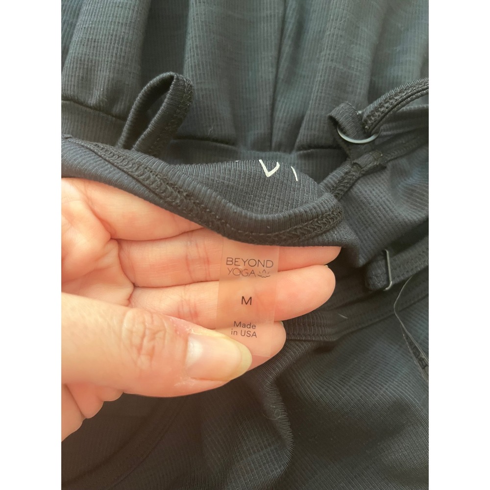 Beyond Yoga Lounge Around Black Ribbed Adjustable Strap Jogger Jumpsuit Size M - Picture 7 of 13